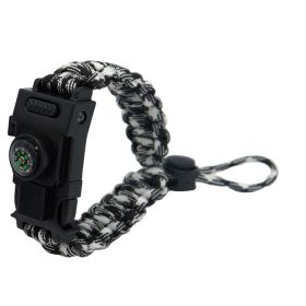 Outdoor Umbrella Rope Knife Camping Bracelet For Survival (Color: Black and white camouflage)