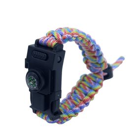 Outdoor Umbrella Rope Knife Camping Bracelet For Survival (Color: Rainbow)