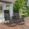 2 Pieces Folding Patio Rattan Zero Gravity Lounge Chair